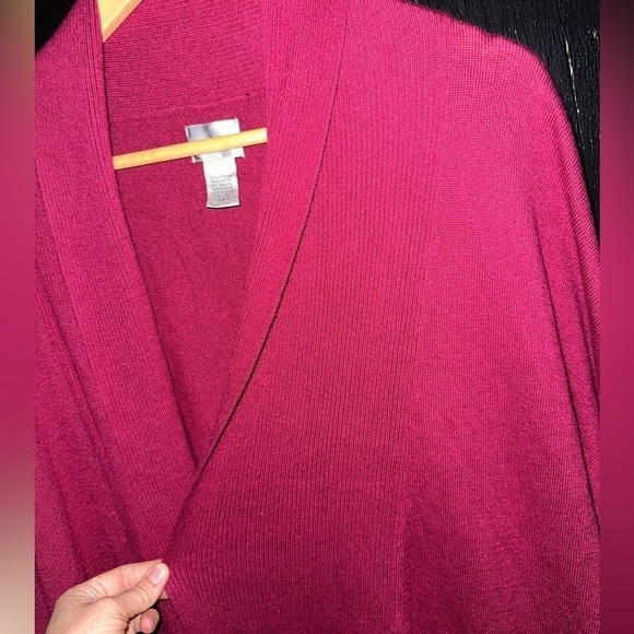 Chico's Dolman Sleeve Open Front Cardigan Womens 3 (XL) Natural Soft Cozy Wine - Picture 4 of 9